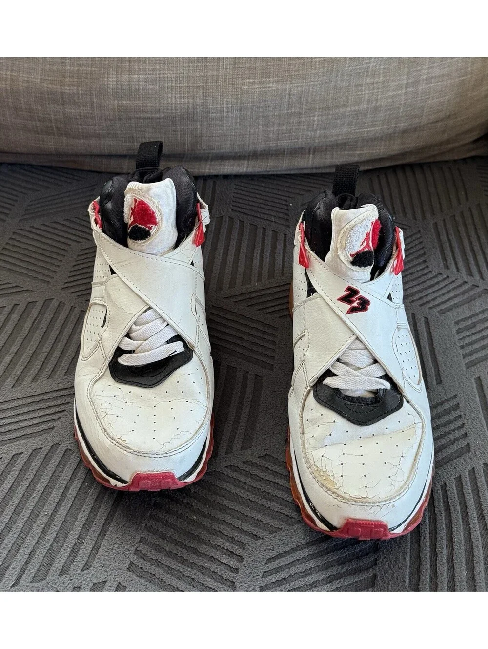 Air Jordan-vintage-Size 10.5-mid Top-Lace/Strap-Red,White,Black